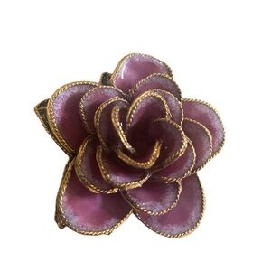 NYCO Cloisonné Enamel Rose Flower Brooch Pin